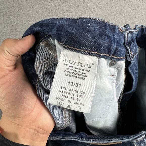 Judy Blue Jeans Womens 31 Blue Control Top Flare Strech Frayed Casual Distressed - Picture 5 of 10